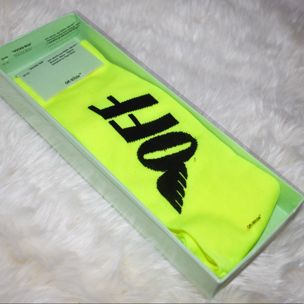 Off-White “Wings” Socks in Neon Yellow